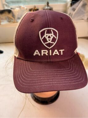 Ariat Cream and Burgundy Mesh Trucker Hat